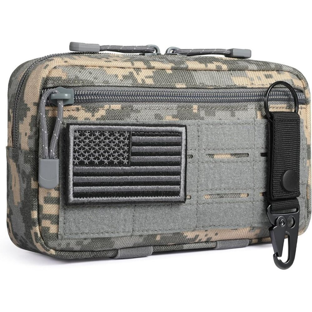 Grey Tactical Molle Admin Pouch Utility Laser Cut EDC Tool Bag with Keychain